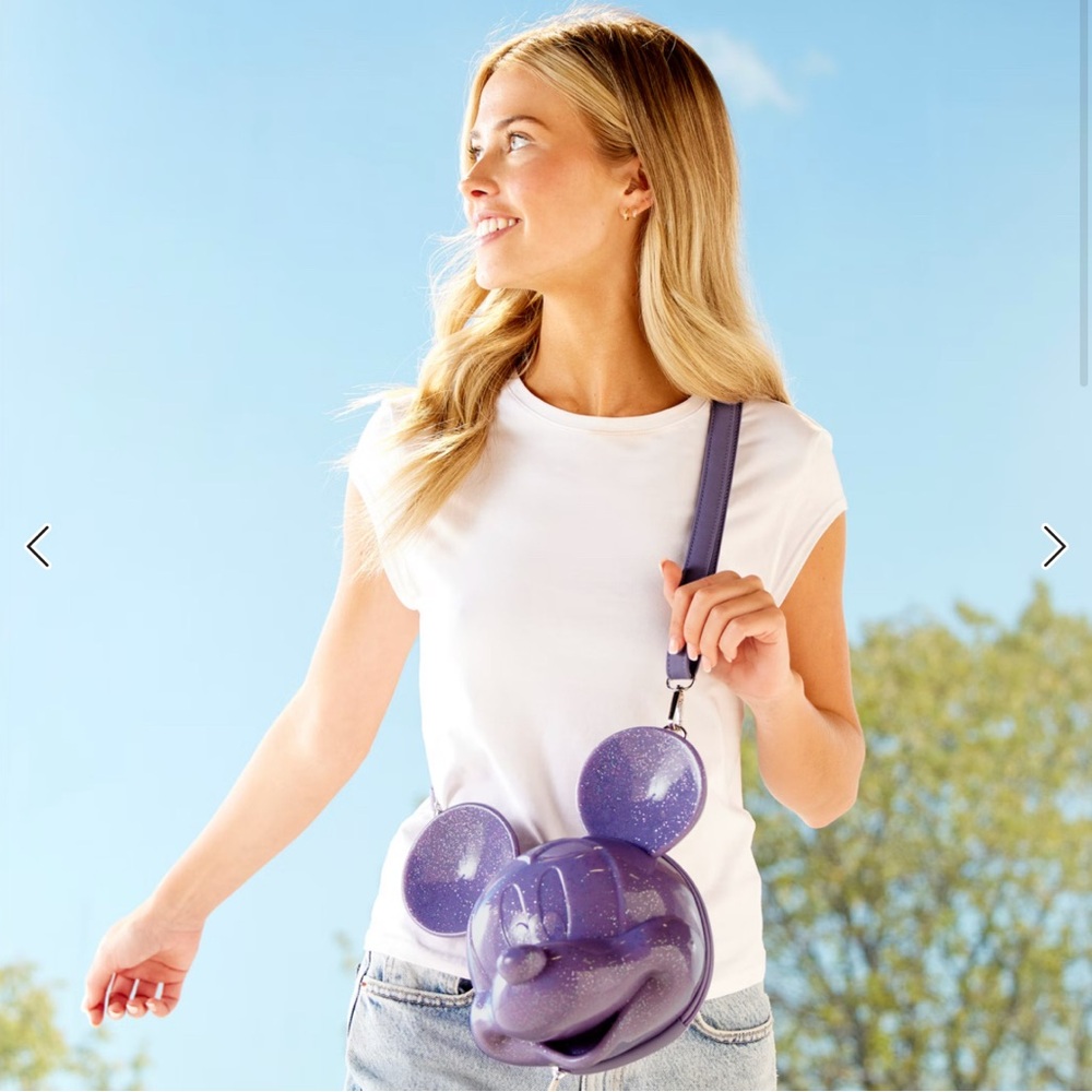 Loungefly Mickey Mouse Moulded Purple Glitter Bag NEW SOLD OUT